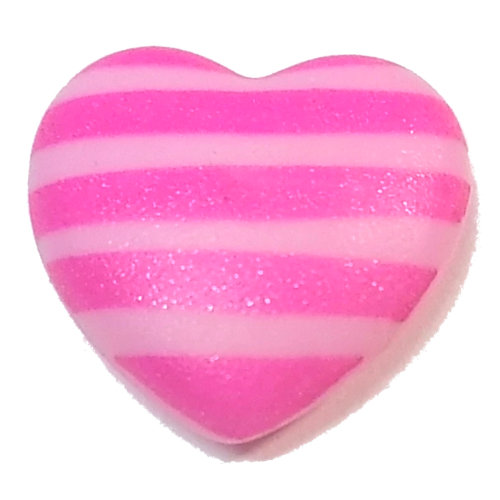Lego Clikits Icon, Heart 2 x 2 Large with Pin, Dark Pink Stripes Print
