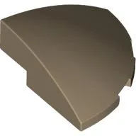 Brick Round Corner, Curved 3 x 3 x 1 Quarter Circle / Dark Tan