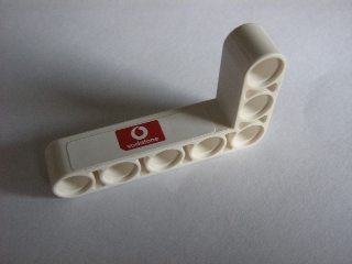 Lego Technic, Liftarm, Modified Bent Thick L-Shape 3 x 5 with Left Vodafone Logo Pattern (Sticker) - Set 8386