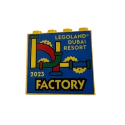Brick 2 x 4 x 3 with 'LEGOLAND Dubai Resort 2023 Factory' Print / Yellow