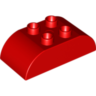 Lego Duplo Brick 2 x 4 Curved Top / Red
