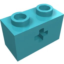 Technic Brick 1 x 2 with Axle Hole Type 1 [+ Opening] and Bottom Pin / Medium Azure