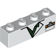 Lego Brick 1 x 4 with Lab Coat Print, ID Badge / White