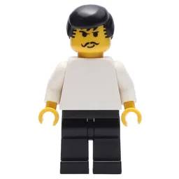 Soccer Player White Torso, Black Legs, Black Hair. Mustache