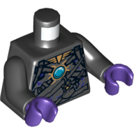 Lego Torso Raven Armour with Chi Orb Print, Black Arms, Dark Purple Hands / Black