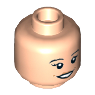 Lego Minifig Head, Eyebrows, Long Eyelashes, Peach Lips, Open Smile and Dimples / Eyebrow Raised and Closed Mouth Print