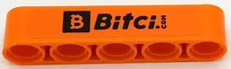 Technic, Liftarm Thick 1 x 5 with Black 'Bitci.com' Pattern (Sticker) - Set 42141 (First Version)