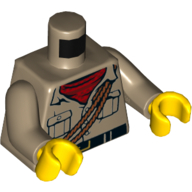 Lego Torso Shirt, Red Scarf, Dark Orange Ropes and Black Belt Print, Dark Tan Arms, Yellow Hands / Dark Tan