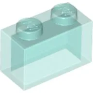 Brick 1 x 2 without Bottom Tube / Trans-Light Blue