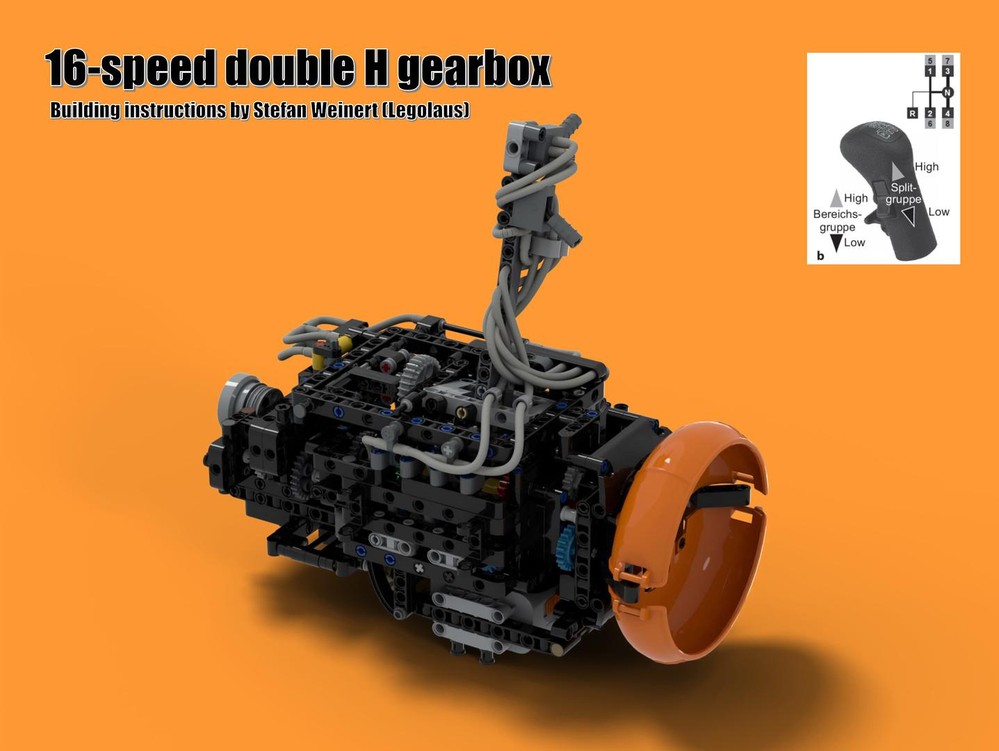 Lego Authentic realistic 16-speed double H heavy-duty truck gearbox Version 2