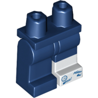 Lego Hips and Dark Blue Legs with One White Boot Pattern and Blue and Black Writing on Cast Print / Dark Blue