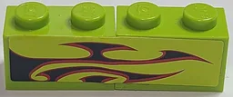 Stickered Assembly 4 x 1 with Black and Dark Red Flames Pattern Model Left Side (Sticker) - Set 8681