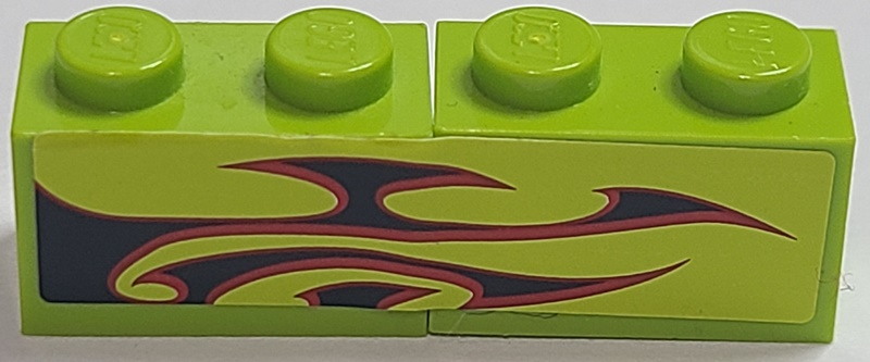 Lego Stickered Assembly 4 x 1 with Black and Dark Red Flames Pattern Model Left Side (Sticker) - Set 8681