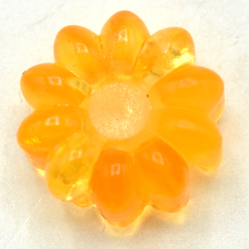 Lego Clikits Icon, Flower 2 x 2 Small, 10 Petals with Hole [Polished] / Trans-Flame Yellowish Orange