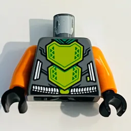 Torso, Armor, Lime Scale Plates Print, Orange Arms, Black Hands / Dark Bluish Gray