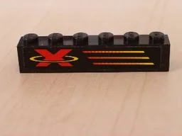 Brick 1 x 6 with X-Treme Team Logo Left Pattern (Sticker) - Set 6567