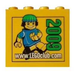 Brick 2 x 4 x 3 with 'www.LEGOclub.com 2009' Print / Yellow