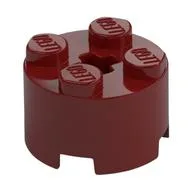 Brick Round 2 x 2 with Axle Hole / Dark Red