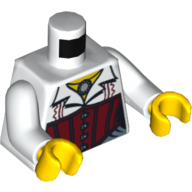 Lego Torso Blouse with Necklace and Red Corset Print, White Arms, Yellow Hands / White