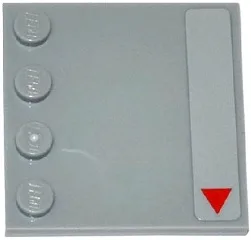 Tile, Modified 4 x 4 with Studs on Edge with Small Red Triangle Pattern Model Right Side (Sticker) - Set 75082