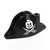 Lego Hat Pirate Bicorne (Admiral) with Cross & Bones, Minifig Skull print / Black