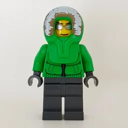 Man, Green Jacket, Dark Bluish Gray Legs, Hood, Silver Sunglasses