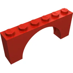 Brick Arch 1 x 6 x 2 - Very Thin Top without Reinforced Underside / Red