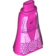 Lego Minidoll Hips and Full Length Skirt with Bright Pink Dress, Flowers print / Dark Pink