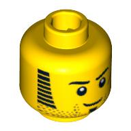 Lego Minifig Head, Beard Stubble with Sideburns, Goatee and Red Scar Print