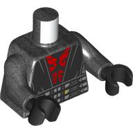 Lego Torso, Black Jedi Robes, Belt with Silver Details, Red Tattoos print, Pearl Titanium Arms, Black Hands / Pearl Titanium