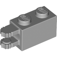 Lego Hinge Brick 1 x 2 Locking with 2 Fingers Horizontal End, 7 Teeth / Light Bluish Gray