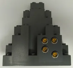 Rock Panel 3 x 8 x 7 Triangular (LURP) with 4 Yellow Circles with Bionicle Code Pattern (Sticker) - Set 8769