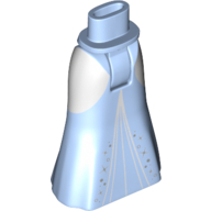 Lego Minidoll Hips and Full Length Skirt with White Sides, Silver Stars and Middle Triangles Print / Bright Light Blue