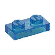 Lego Plate 1 x 2 / Trans-Dark Blue