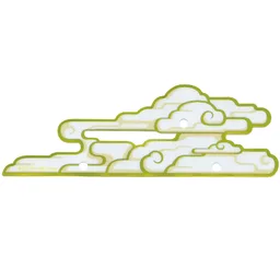 Cloud, 3 Holes, Yellow and Gold Trim Print