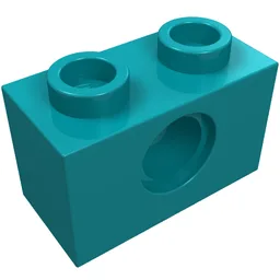 Technic Brick 1 x 2 [1 Pin Hole] / Dark Turquoise