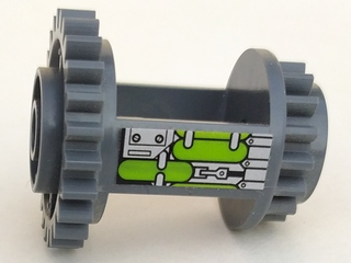 Lego Technic, Gear Differential 24-16 Tooth with Lime Containers Pattern Model Right Side (Sticker) - Set 7477