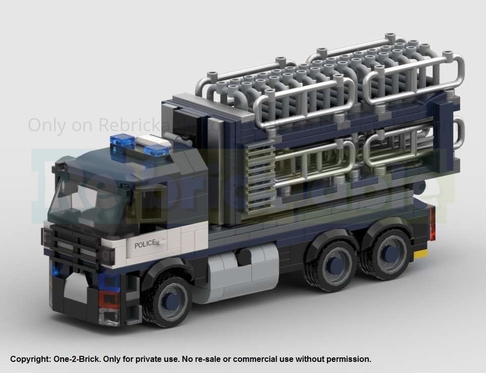 Lego German Federal Police Hooklift Truck (3-Axle) with Barrier Container