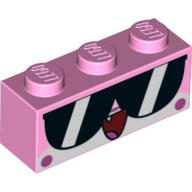 Lego Brick 1 x 3 with Unikitty, Large Sunglasses Print / Bright Pink