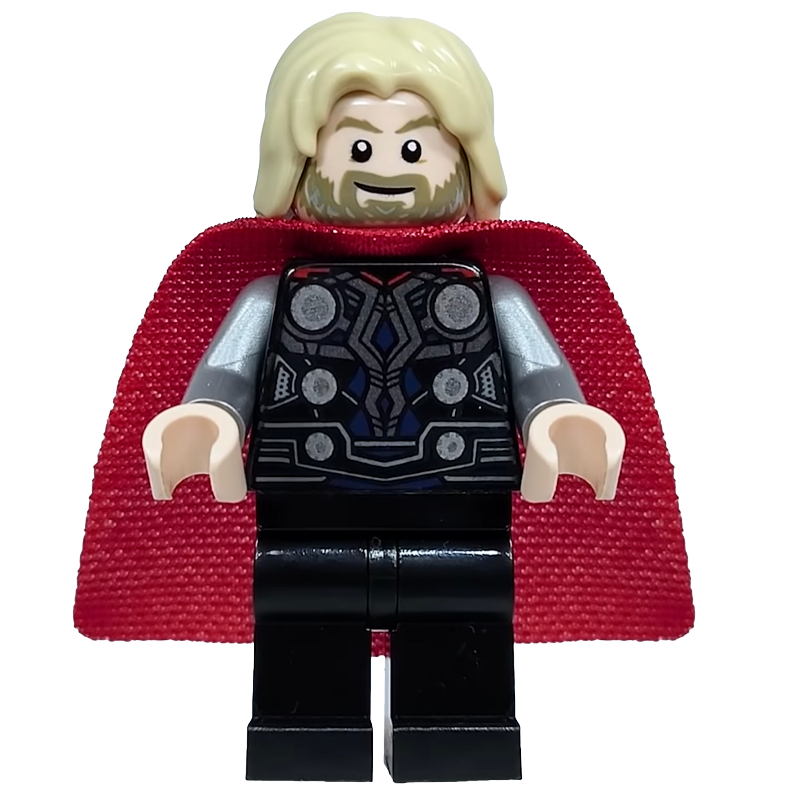 Lego Thor, Tan Hair, Black Armor, Red Cape