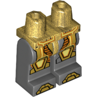 Lego Hips and Dark Bluish Gray Legs with Orange, Yellow and Pearl Gold Armour Print (Axl) / Pearl Gold