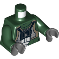 Lego Torso Rebel A-wing Pilot with Dark Tan Vest and Black Front Panel with Breathing Apparatus Print, Dark Green Arms, Dark Bluish Gray Hands / Dark Green