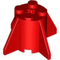 Brick Round 2 x 2 x 2 with Axle Hole and Fins / Red