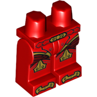 Lego Hips and Red Legs with Belt, Armor with Scales, and Gold Knee Pads Print / Red