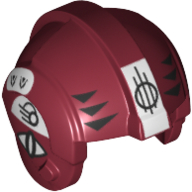 Lego Helmet Rebel Pilot, Center Ridge with Black Triangles Print / Dark Red