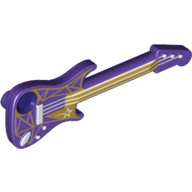 Lego Musical Instrument Guitar Electric with White Strings and Star and Gold Geometric Print