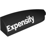 Lego Brick Round, Curved Double 1 x 4 with Stud Notch Right with White 'Expensify' print