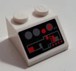 Slope 45 2 x 2 with Dark Bluish Gray and Red Control Panel with Buttons on Black Background Pattern (Sticker) - Set 8129