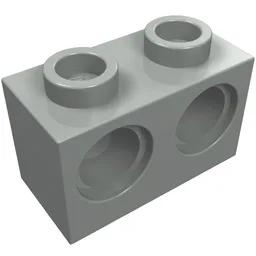 Technic Brick 1 x 2 [2 Pin Holes] / Light Gray
