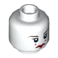 Minifig Head Padme Amidala (Queen), Red Lips, Eyelashes, 2 Red Dots on Cheeks Print / White